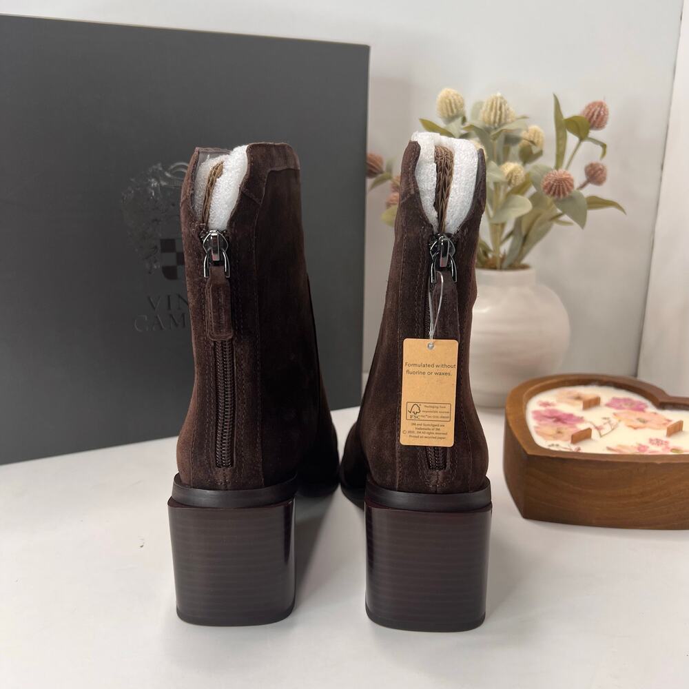 Vince Camuto Kortimy Suede Chunky Block Heeled Boot Brown Women's 6.5M/37 NWB - Picture 4 of 10